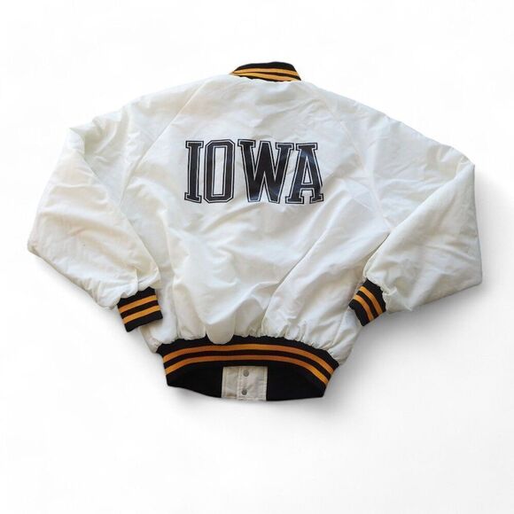 MVP Vintage 80s 90s Iowa Hawkeyes Satin Bomber Jacket Made in USA XL - Picture 2 of 7